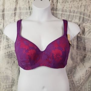 * NWT Cacique 44C Pink & Purple Lace Balconette Bra